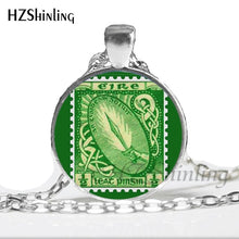2017 Vintage Ireland Stamp Pendant Cross Necklace Women Jewelry Ireland Memento Birthday Christmas Gift Glass Dome Necklace HZ1